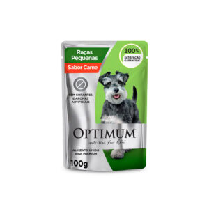 Ração Úmida Optimum Sachê para Cães Adultos Raças Pequenas e Minis Sabor Carne 100g