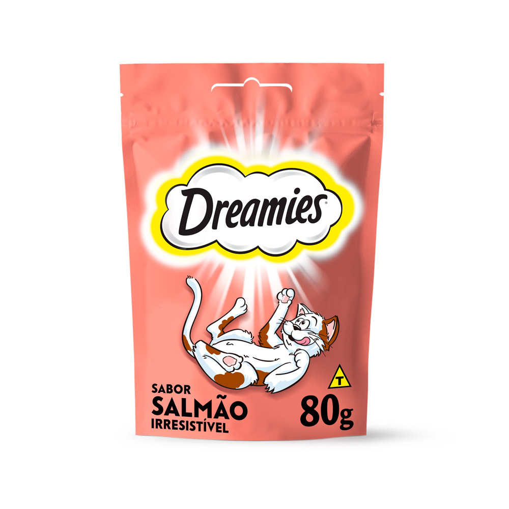 Petisco Dreamies Sabor Salmão Irresistível para Gatos Adultos 80g
