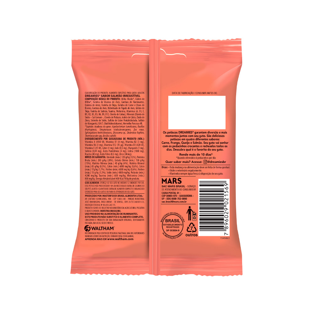 Petisco Dreamies Sabor Salmão Irresistível para Gatos Adultos - Imagem 3