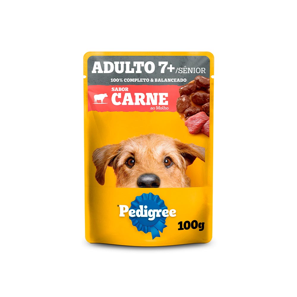 Ração Úmida Pedigree Sachê Carne ao Molho para Cães Adultos Sênior 7+ Anos 100 g